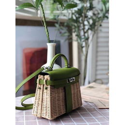 Replica Hermes Green Wicker Kelly Picnic 20 Bag