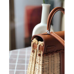 Replica Hermes Brown Wicker Kelly Picnic 20 Bag
