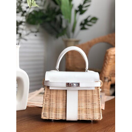 Replica Hermes White Wicker Kelly Picnic 20 Bag