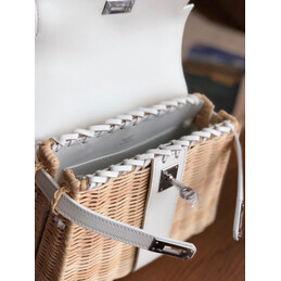 Replica Hermes White Wicker Kelly Picnic 20 Bag