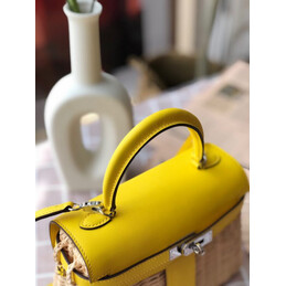 Replica Hermes Yellow Wicker Kelly Picnic 20 Bag