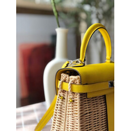 Replica Hermes Yellow Wicker Kelly Picnic 20 Bag