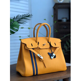 Replica Hermes Yellow Blue Stripe Birkin 35 Bag