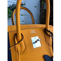 Replica Hermes Yellow Blue Stripe Birkin 35 Bag