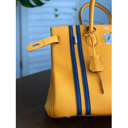 Replica Hermes Yellow Blue Stripe Birkin 35 Bag