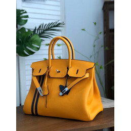 Replica Hermes Yellow Blue Stripe Birkin 35 Bag