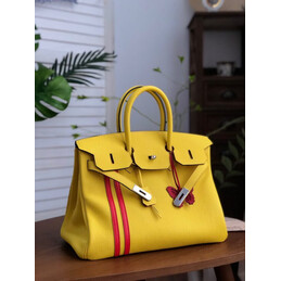 Replica Hermes Yellow Red Stripe Birkin 35 Bag