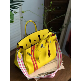 Replica Hermes Yellow Red Stripe Birkin 35 Bag