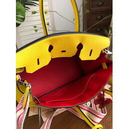 Replica Hermes Yellow Red Stripe Birkin 35 Bag