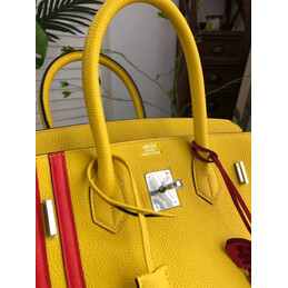 Replica Hermes Yellow Red Stripe Birkin 35 Bag