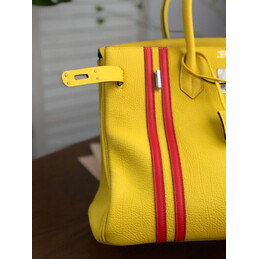 Replica Hermes Yellow Red Stripe Birkin 35 Bag