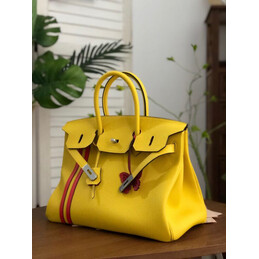 Replica Hermes Yellow Red Stripe Birkin 35 Bag