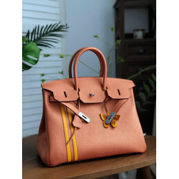 Replica Hermes Tan Yellow Stripe Birkin 35 Bag