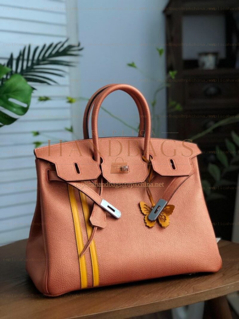 Replica Hermes Tan Yellow Stripe Birkin 35 Bag