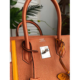 Replica Hermes Tan Yellow Stripe Birkin 35 Bag