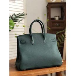 Replica Hermes Dark Green Red White Stripe Birkin 35 Palladium Hardware Bag