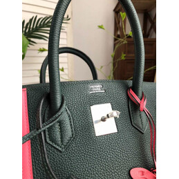 Replica Hermes Dark Green Red White Stripe Birkin 35 Palladium Hardware Bag