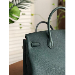 Replica Hermes Dark Green Red White Stripe Birkin 35 Palladium Hardware Bag