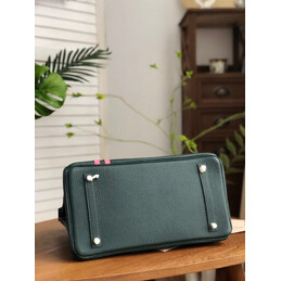 Replica Hermes Dark Green Red White Stripe Birkin 35 Palladium Hardware Bag