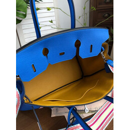 Replica Hermes Blue Yellow White Stripe Birkin 35 Palladium Hardware Bag