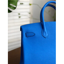 Replica Hermes Blue Yellow White Stripe Birkin 35 Palladium Hardware Bag