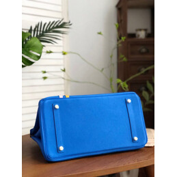 Replica Hermes Blue Yellow White Stripe Birkin 35 Palladium Hardware Bag