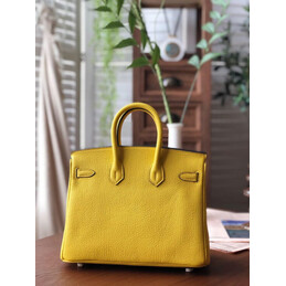 Replica Hermes Yellow Red Stripe Birkin 25 Palladium Hardware Bag