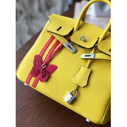 Replica Hermes Yellow Red Stripe Birkin 25 Palladium Hardware Bag