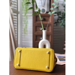 Replica Hermes Yellow Red Stripe Birkin 25 Palladium Hardware Bag