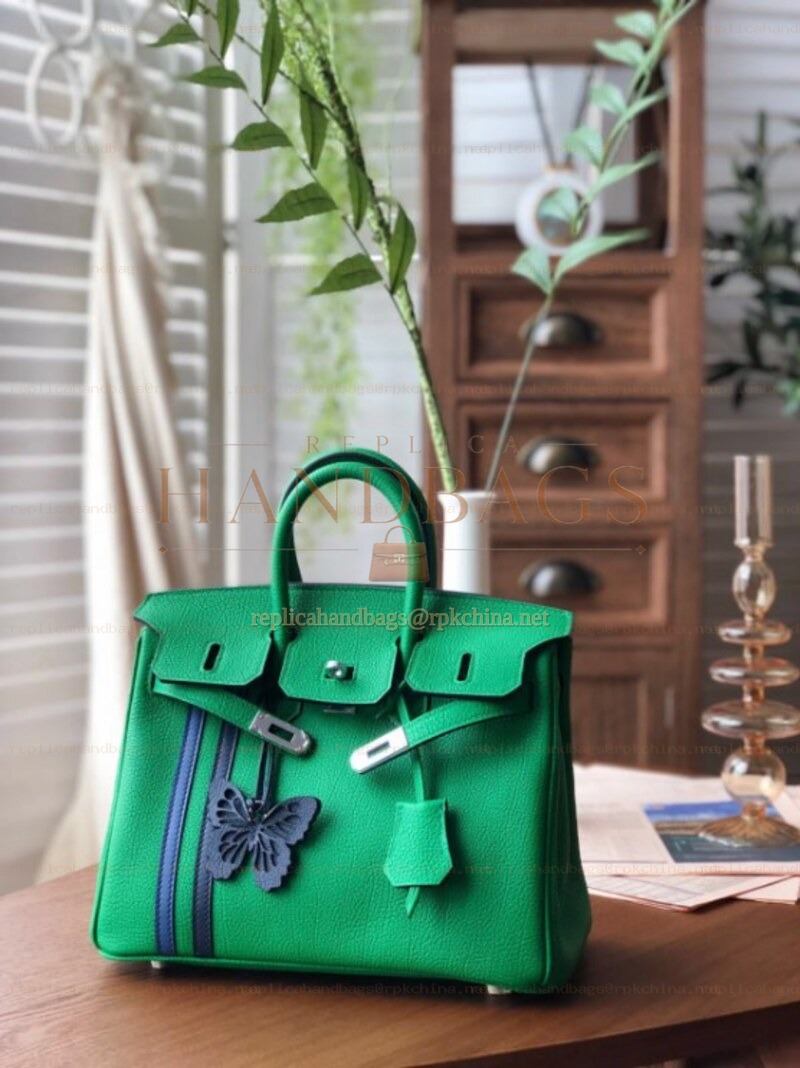 Replica Hermes Green Birkin 25 Palladium Hardware Bag