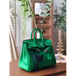 Replica Hermes Green Birkin 25 Palladium Hardware Bag