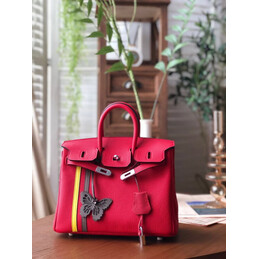 Replica Hermes Red Birkin 25 Palladium Hardware Bag