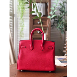 Replica Hermes Red Birkin 25 Palladium Hardware Bag