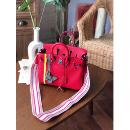Replica Hermes Red Birkin 25 Palladium Hardware Bag