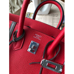 Replica Hermes Red Birkin 25 Palladium Hardware Bag