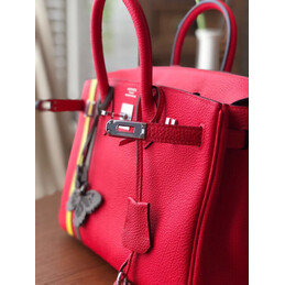 Replica Hermes Red Birkin 25 Palladium Hardware Bag