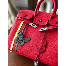 Replica Hermes Red Birkin 25 Palladium Hardware Bag