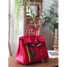 Replica Hermes Red Birkin 25 Palladium Hardware Bag