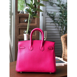 Replica Hermes Fuchsia Black Stripe Birkin 25 Palladium Hardware Bag