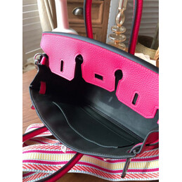 Replica Hermes Fuchsia Black Stripe Birkin 25 Palladium Hardware Bag