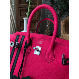 Replica Hermes Fuchsia Black Stripe Birkin 25 Palladium Hardware Bag