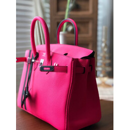 Replica Hermes Fuchsia Black Stripe Birkin 25 Palladium Hardware Bag