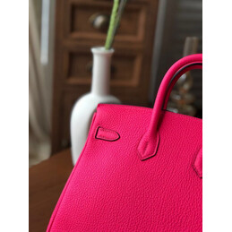 Replica Hermes Fuchsia Black Stripe Birkin 25 Palladium Hardware Bag