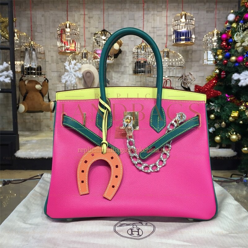 Replica Hermes Pink Colorblock Birkin 35 Bag