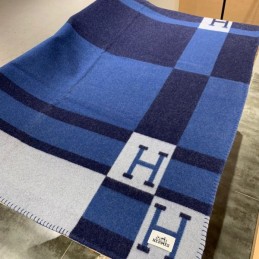 Replica Hermes blue Avalon H wool cashmere blanket