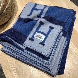 Replica Hermes blue Avalon H wool cashmere blanket
