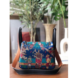 Replica Hermes Black Multicolor Print Lindy 26 Bag
