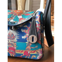 Replica Hermes Black Multicolor Print Lindy 26 Bag