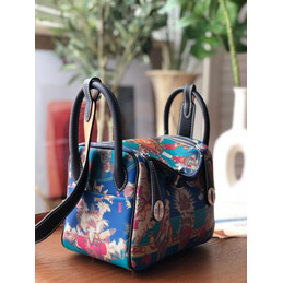 Replica Hermes Black Multicolor Print Lindy 26 Bag