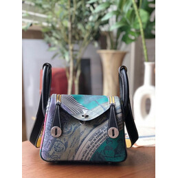 Replica Hermes Gray Green Print Lindy 26 Bag